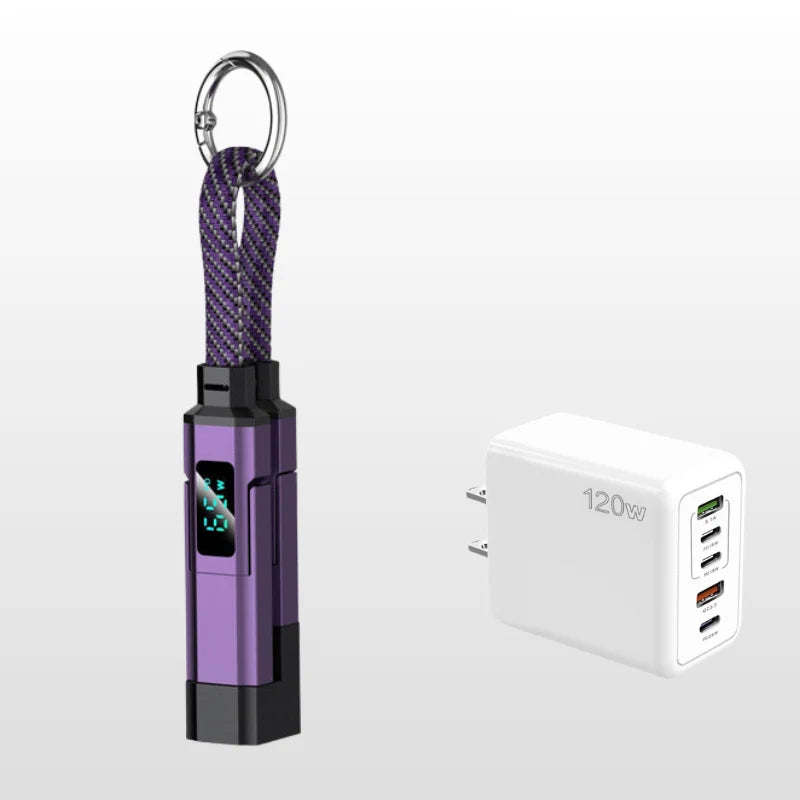 Keychain Charging Cable 4-In-1 Digital Display & Fast Charge