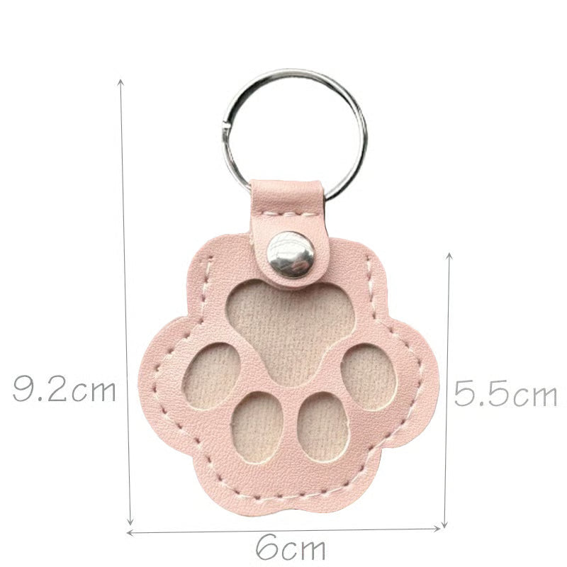 Keychain Paw-Shaped PU Leather Hidden Compartment Snap Closure