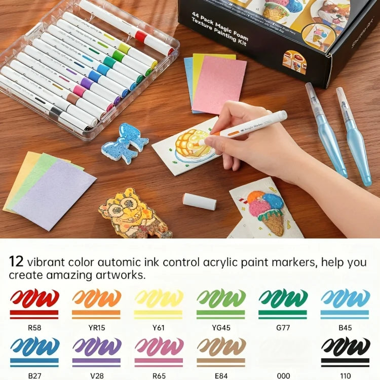Kids 3D Texture Painting Set Foaming Paint & Brushes
