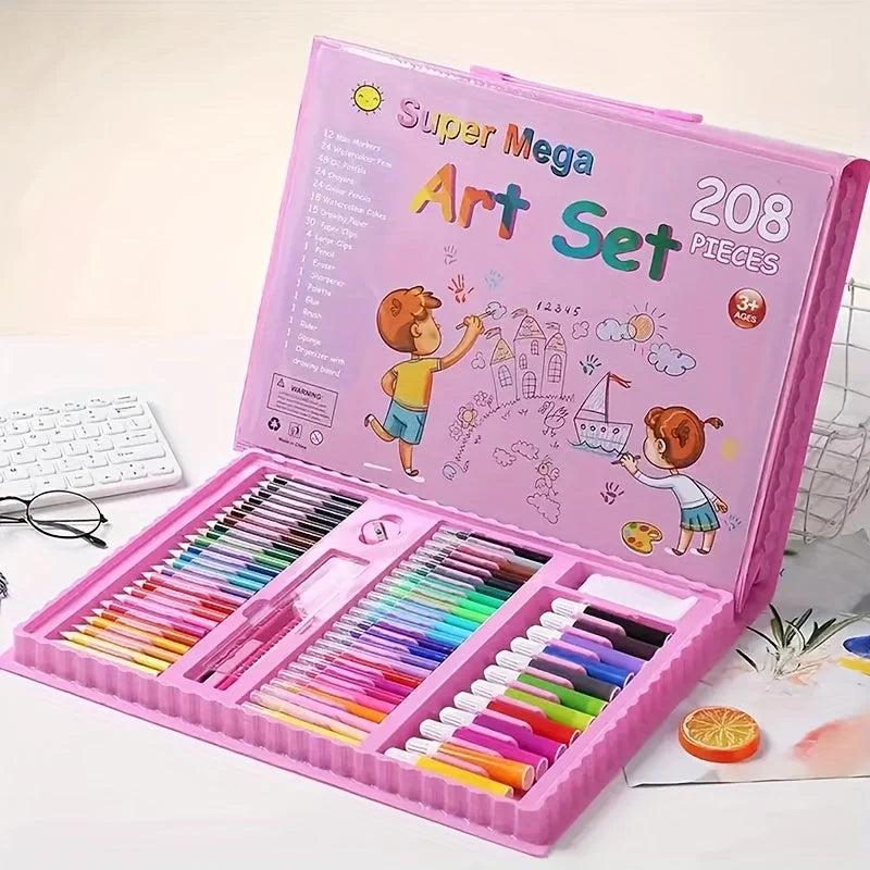 Kids Art Set 208-Piece Foldable Case & Easel