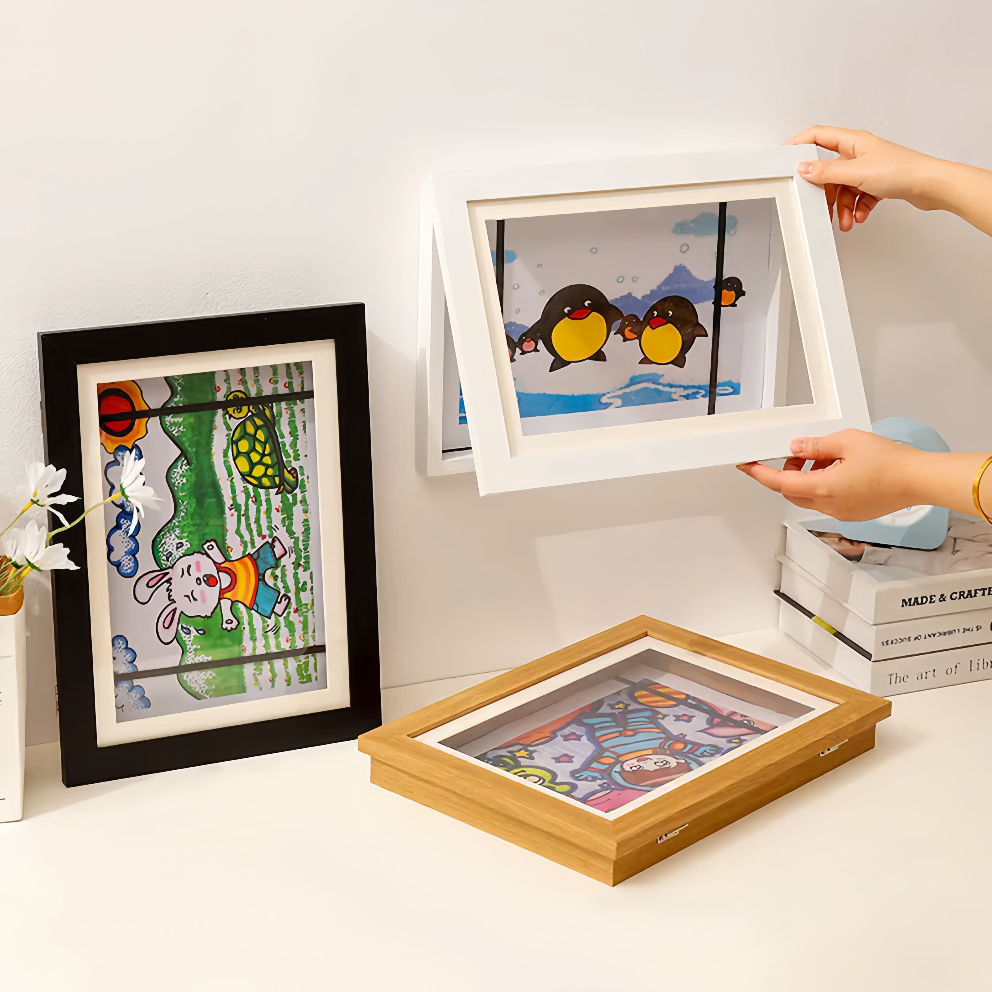 Kids Artwork Display Frame Magnetic Front Closure Holds 150