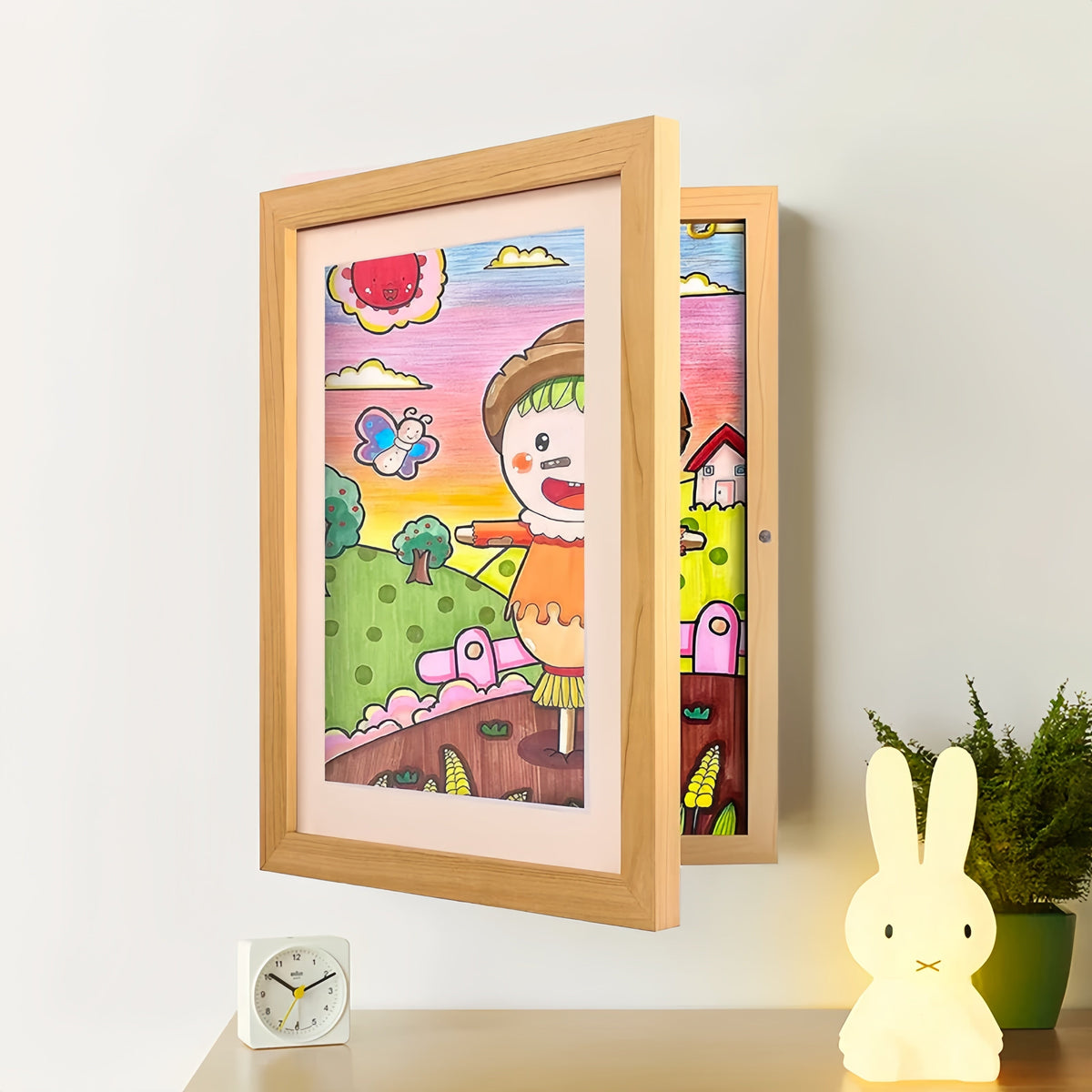 Kids Artwork Display Frame Magnetic Front Closure Holds 150