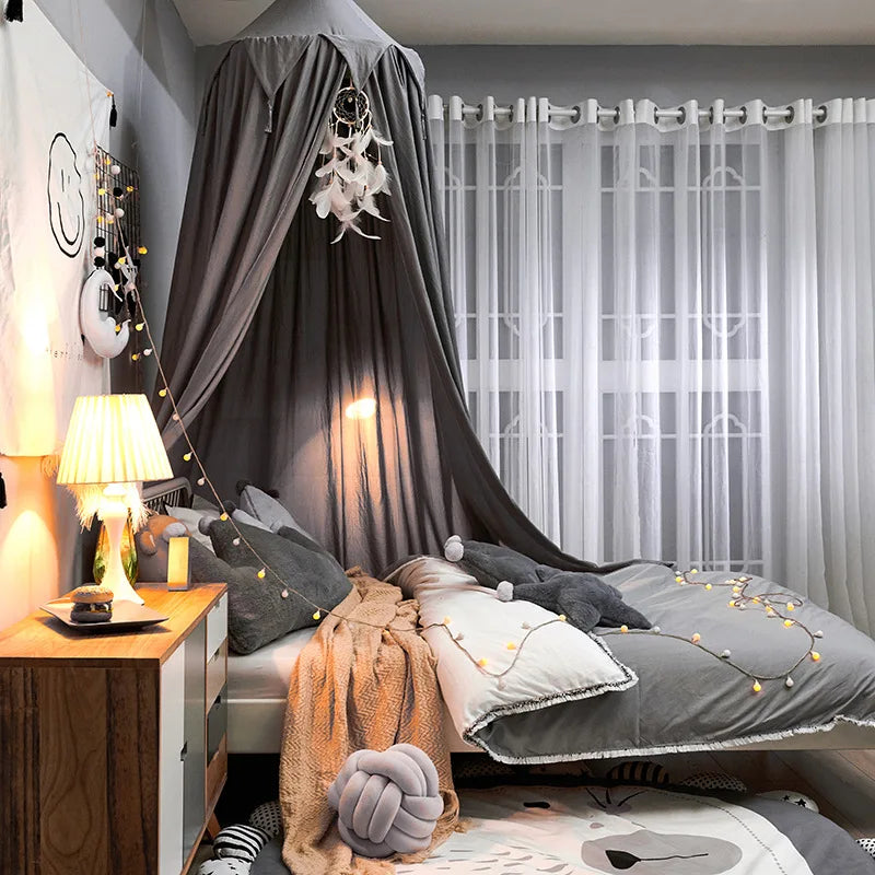 Kids Bed Canopy Hanging Dome Polyester-Cotton Blend