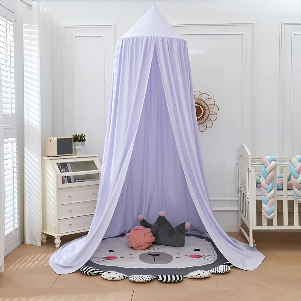Kids Bed Canopy Tent-Style Breathable Cotton-Blend One-Point Hanging