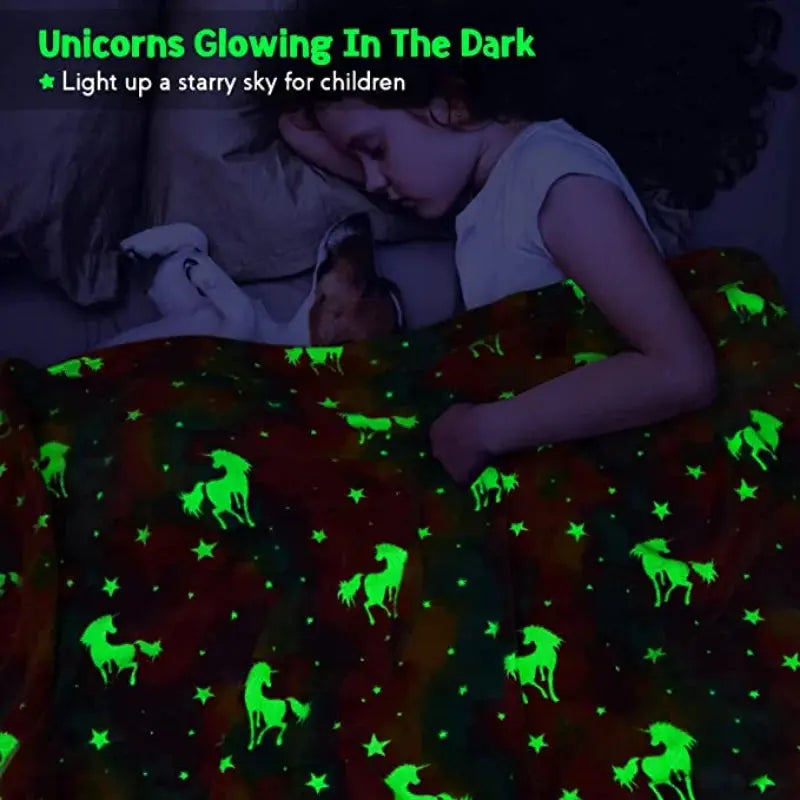 Kids Blanket Glow-In-The-Dark Plush Polyester Machine Washable