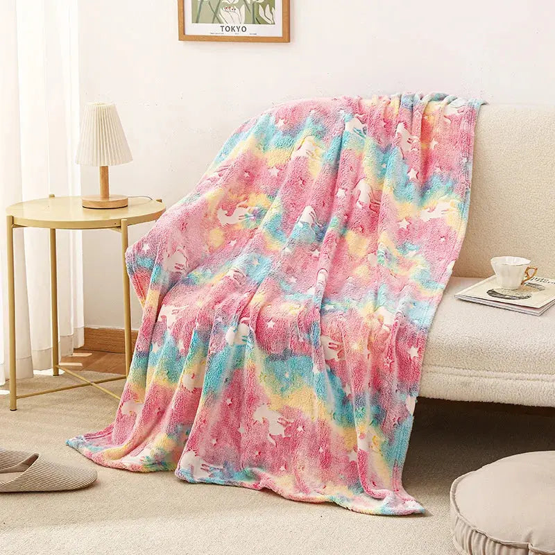 Kids Blanket Glow-In-The-Dark Plush Polyester Machine Washable