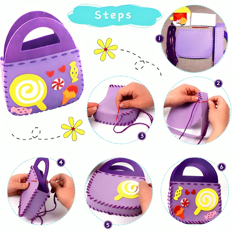 Kids Craft Kit Felt Bags & Child-Safe Needles