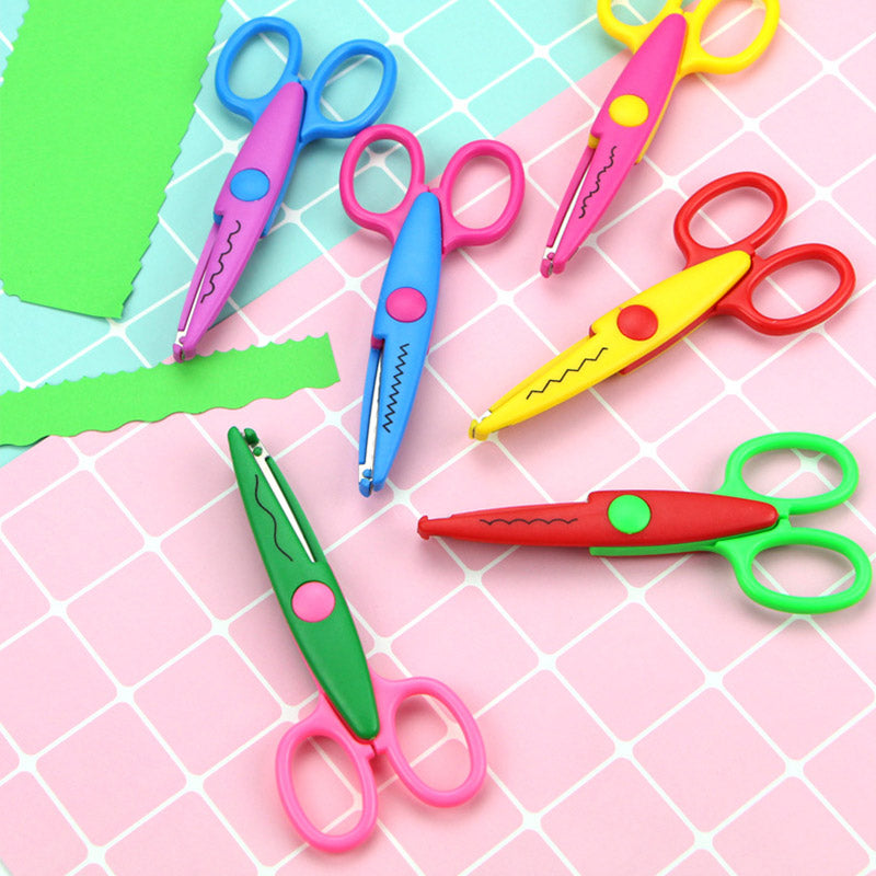 Kids Decorative Scissors Set Six Patterns Stainless Steel Blades