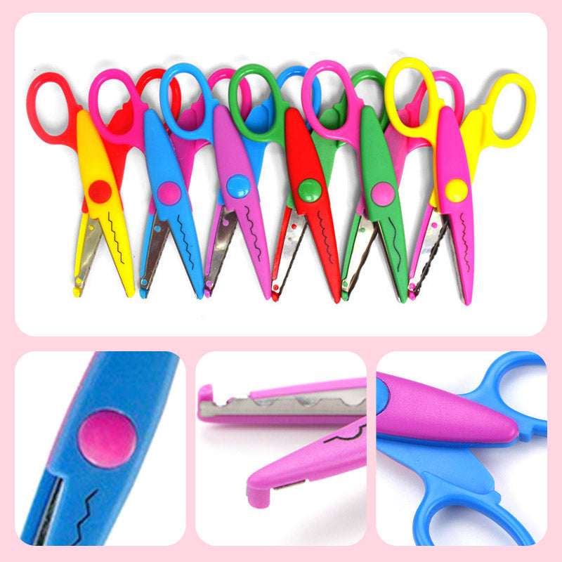 Kids Decorative Scissors Set Six Patterns Stainless Steel Blades