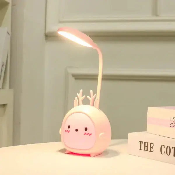 Kids Desk Lamp Cartoon Deer Flexible Gooseneck & USB Rechargeable