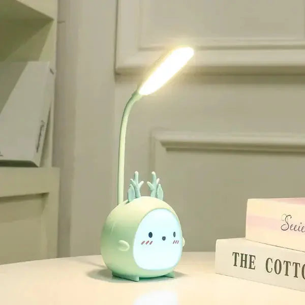 Kids Desk Lamp Cartoon Deer Flexible Gooseneck & USB Rechargeable