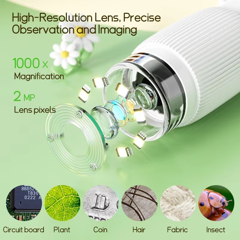 Kids Digital Microscope 1000x LED Image Storage USB
