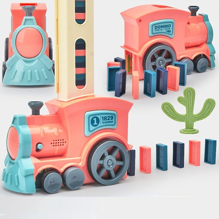 Kids Domino Train Set Self-Setting 60-Piece