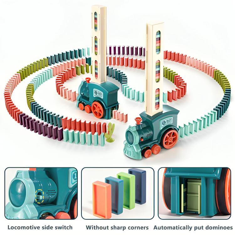 Kids Domino Train Set Self-Setting 60-Piece