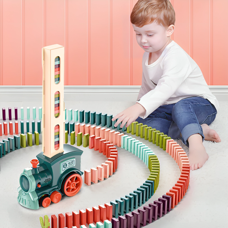 Kids Domino Train Set Self-Setting 60-Piece