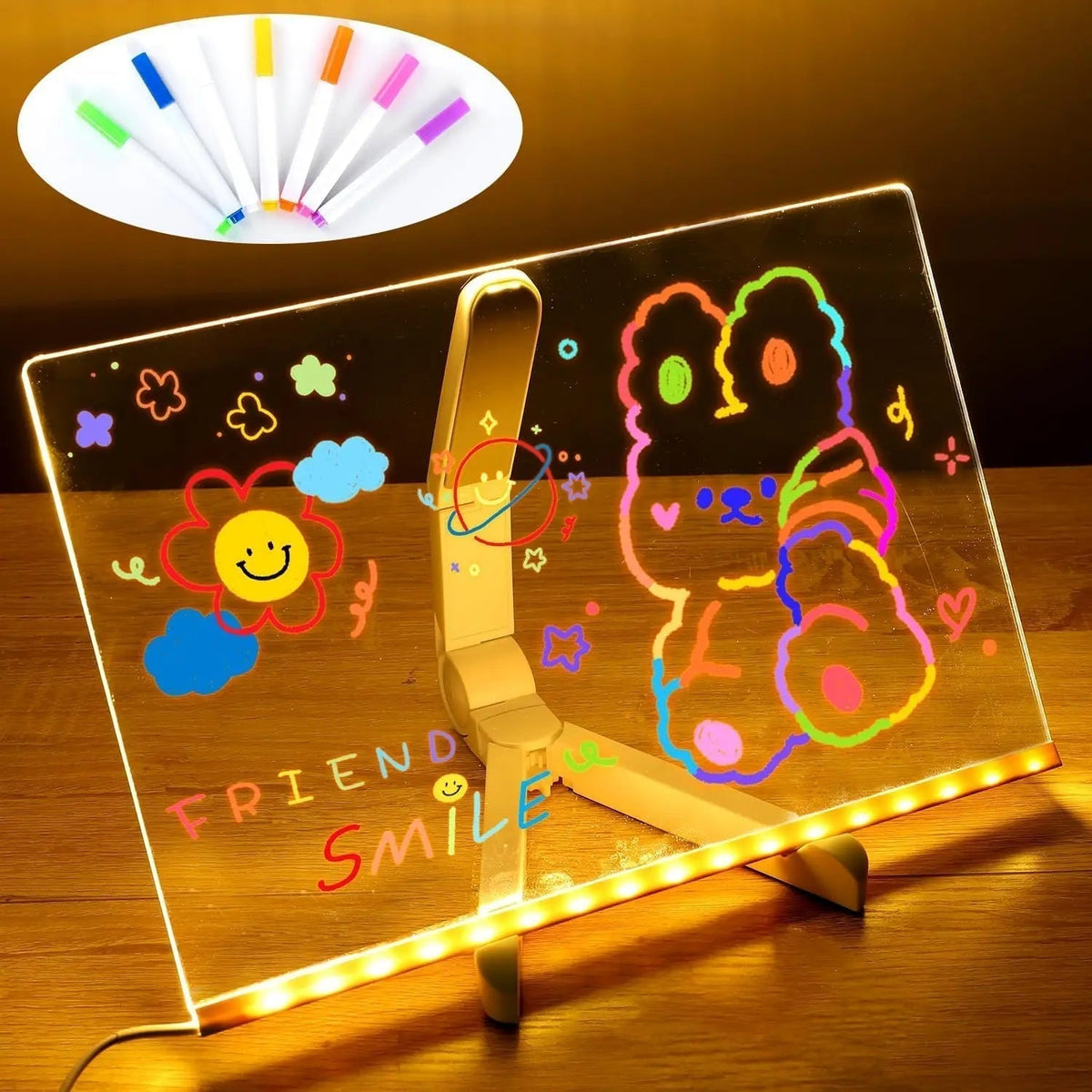 Kids Drawing Tablet Neon LED Reusable Acrylic USB-Powered