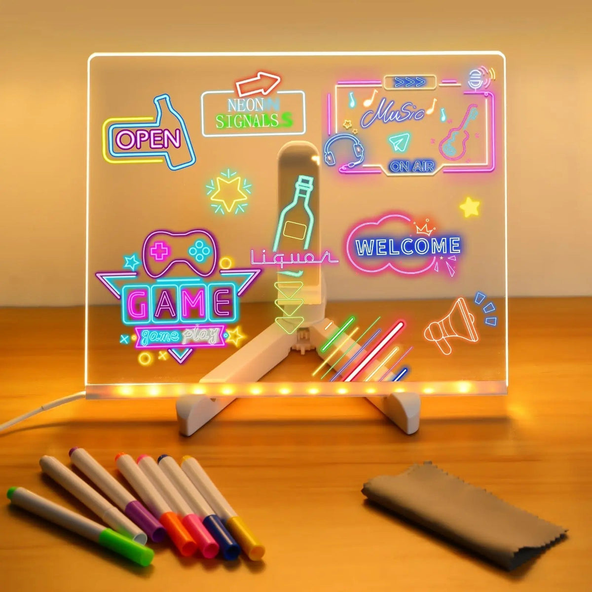 Kids Drawing Tablet Neon LED Reusable Acrylic USB-Powered