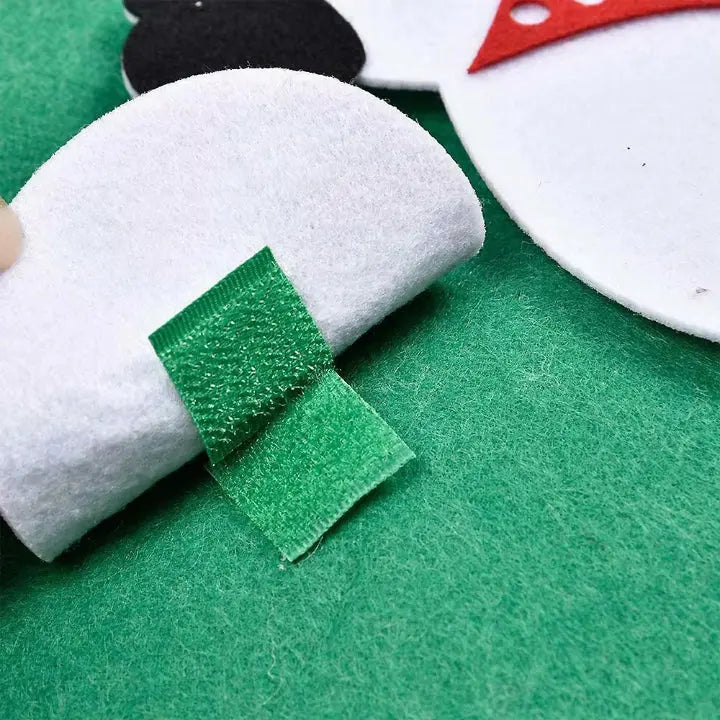 Kids Felt Christmas Tree Hook-and-Loop Ornaments & LED Lights