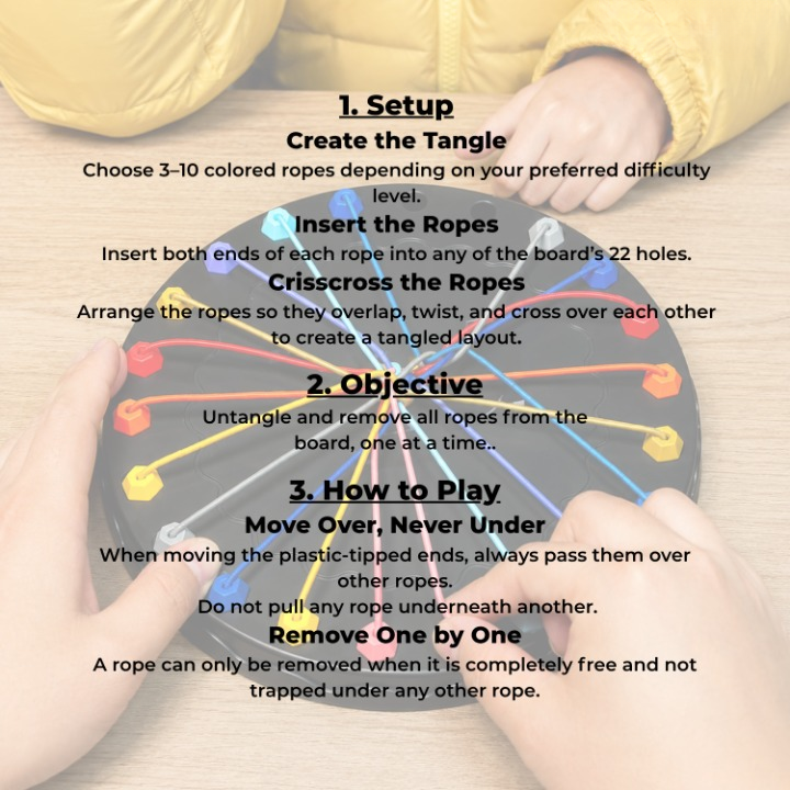 Kids Finger Dexterity Game Pocket-Sized Includes 10 Rubber Bands
