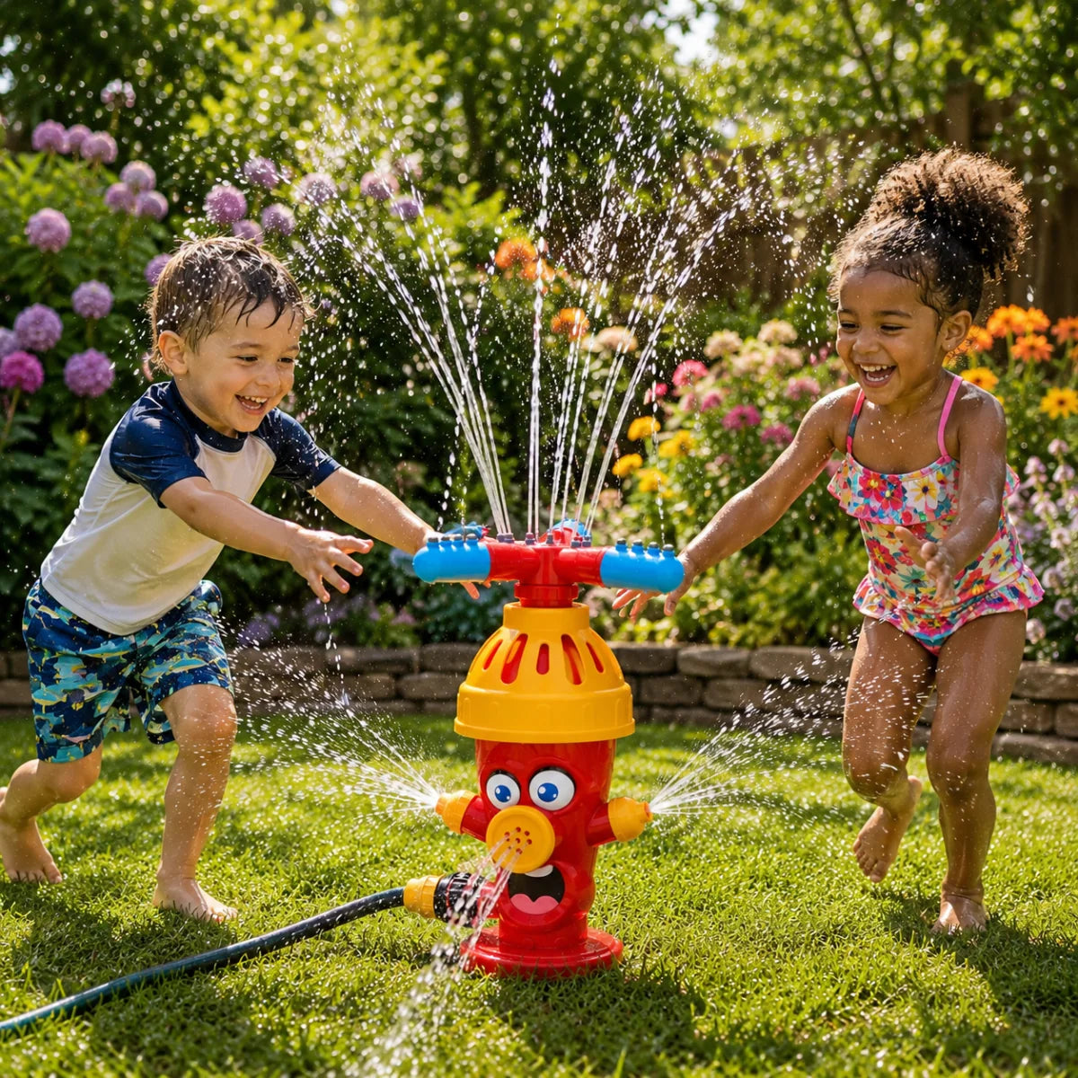 Kids Garden Sprinkler Spinning Cartoon Hose Connector