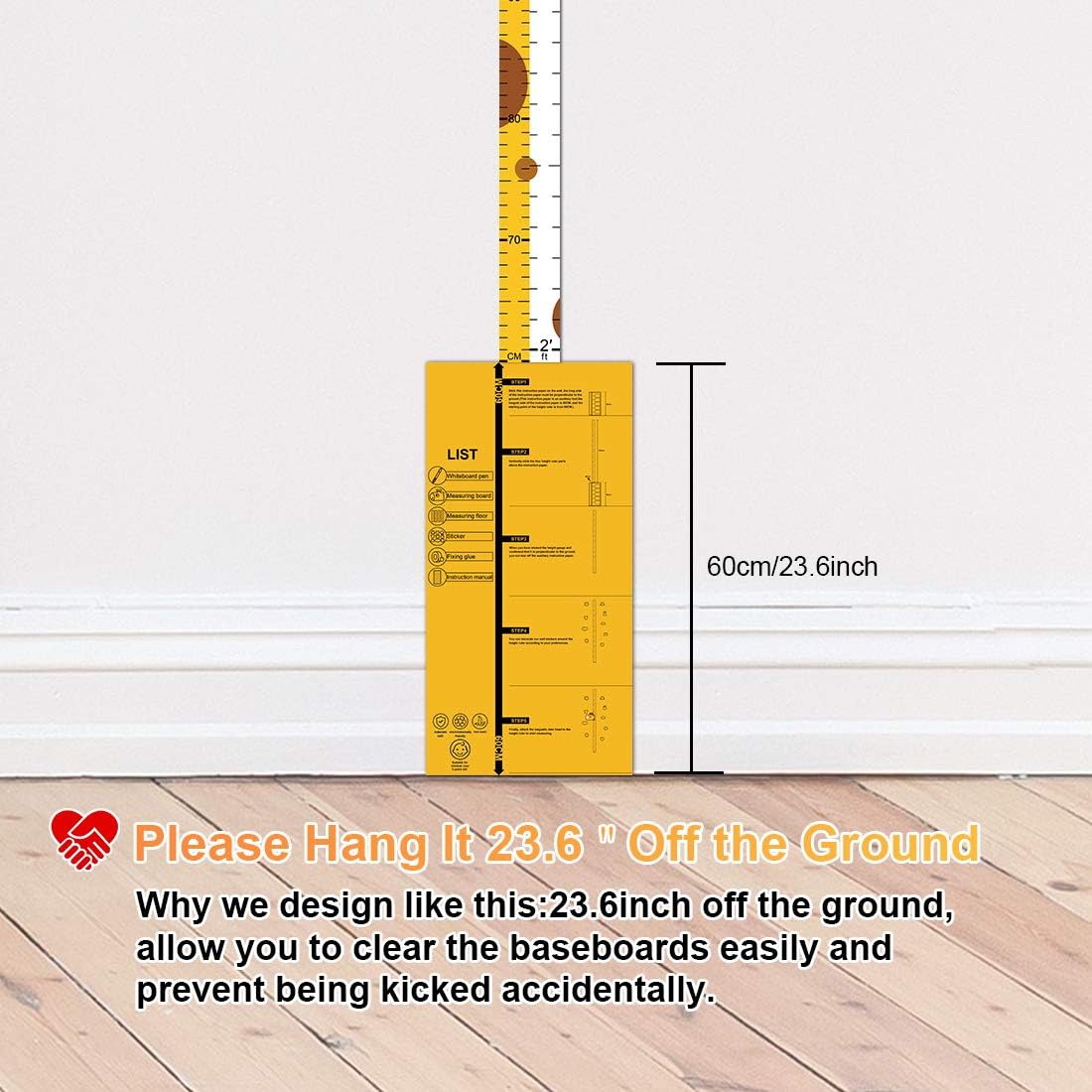 Kids Growth Chart Magnetic No-Drill Giraffe Design
