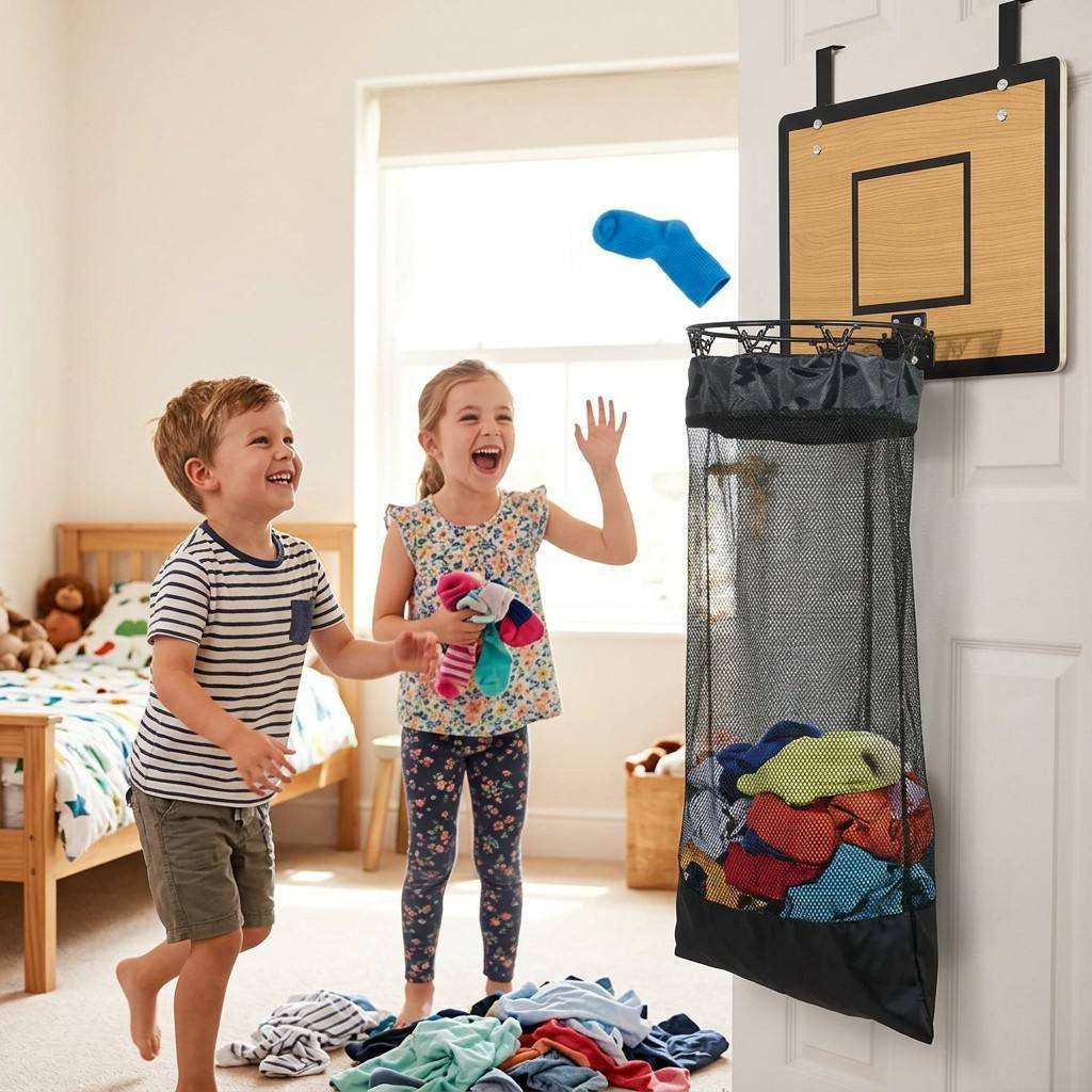Kids Hanging Storage Organizer Basketball Backboard Mesh Bag