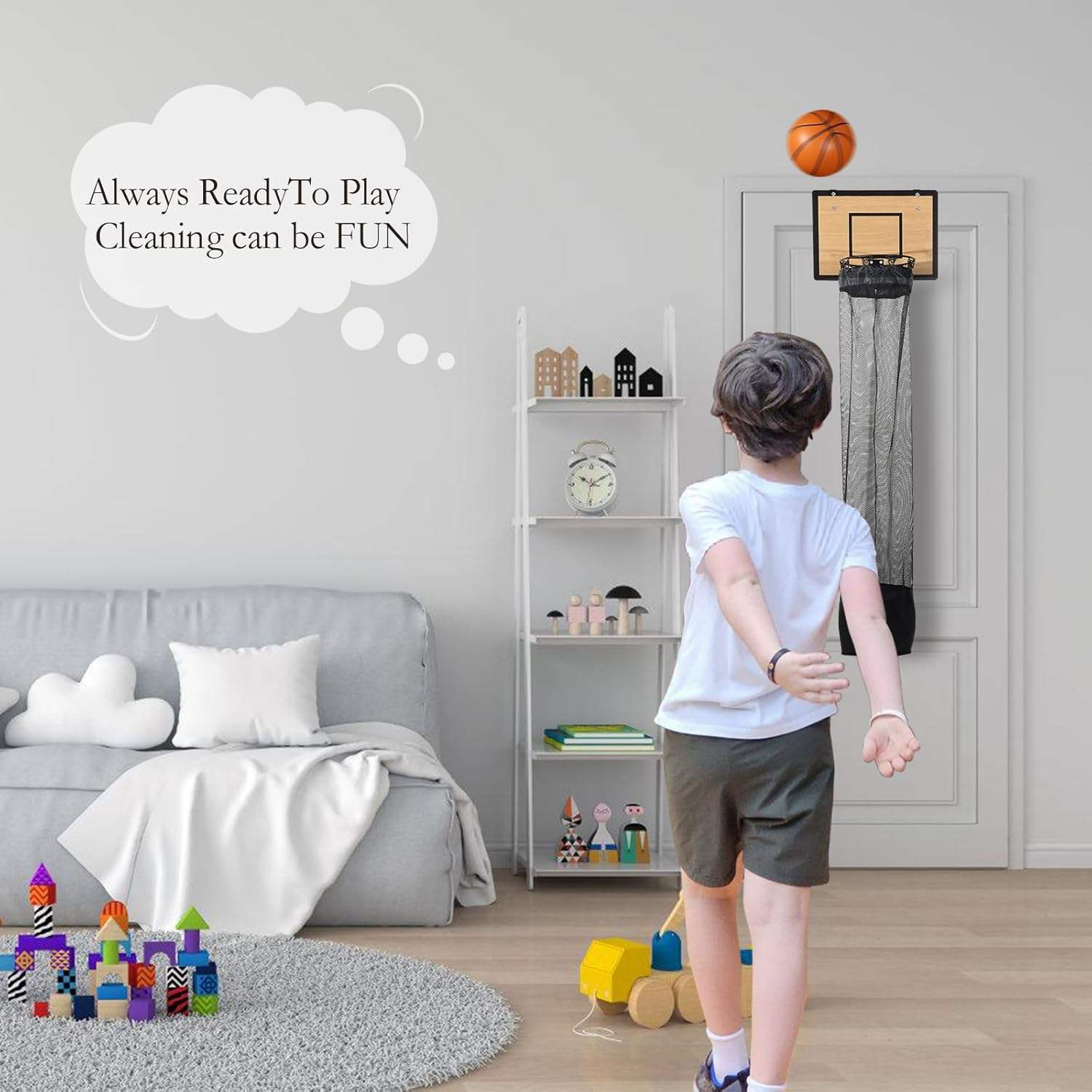 Kids Hanging Storage Organizer Basketball Backboard Mesh Bag