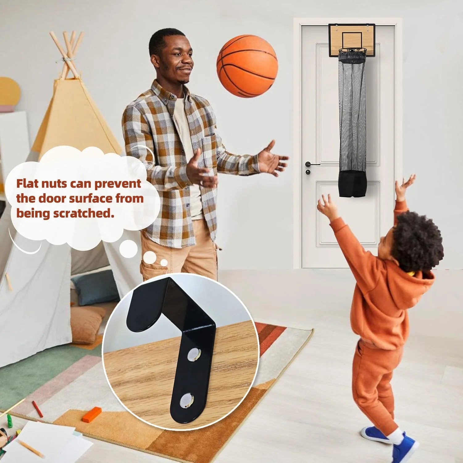Kids Hanging Storage Organizer Basketball Backboard Mesh Bag