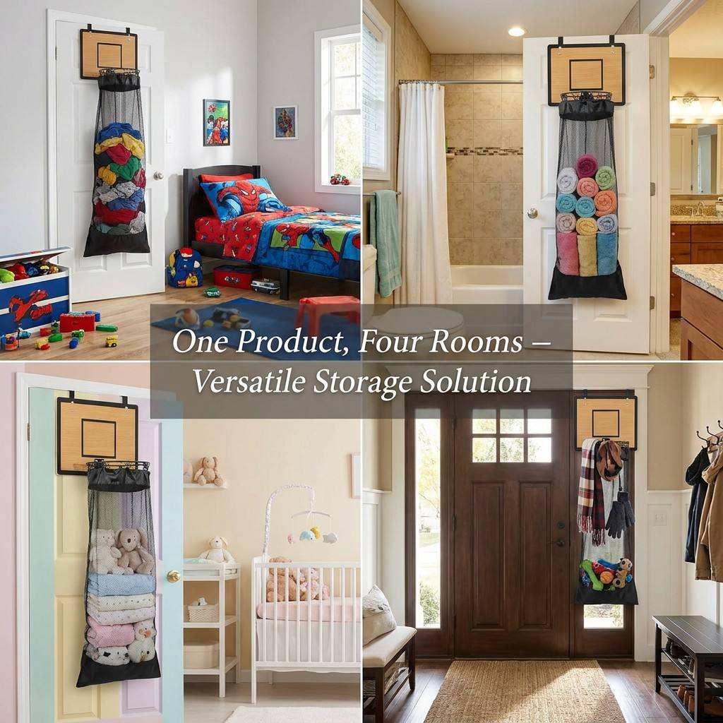 Kids Hanging Storage Organizer Basketball Backboard Mesh Bag