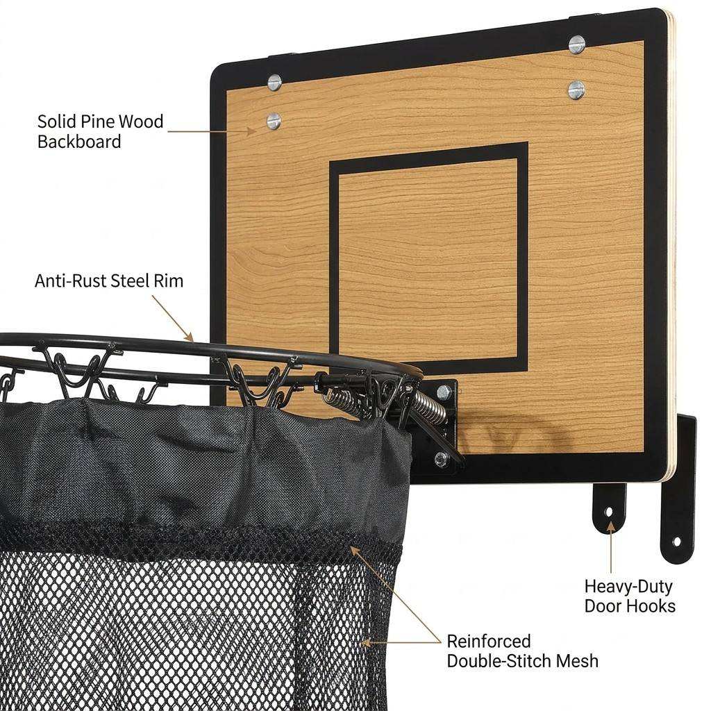Kids Hanging Storage Organizer Basketball Backboard Mesh Bag