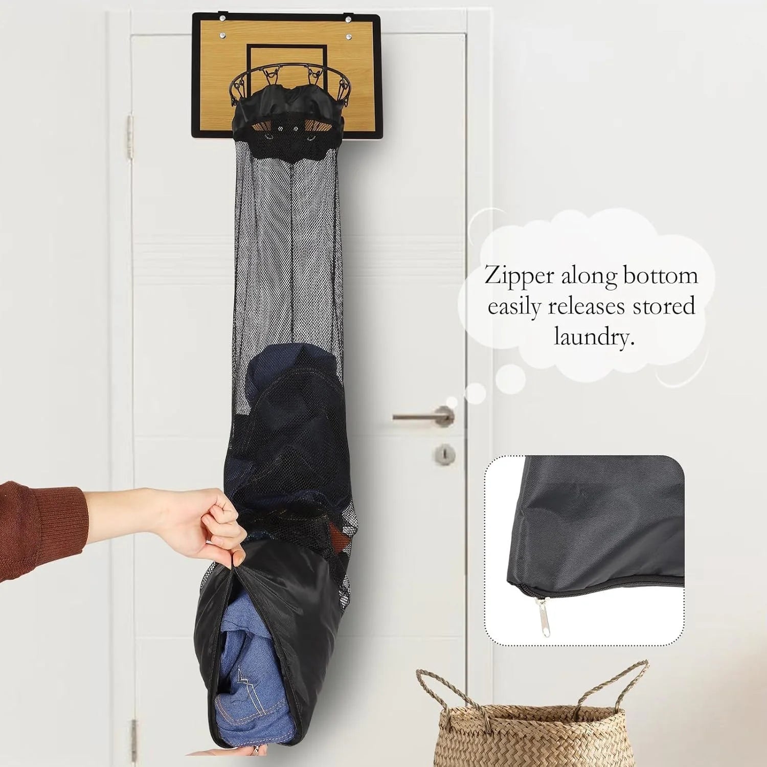 Kids Hanging Storage Organizer Basketball Backboard Mesh Bag