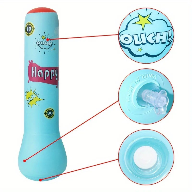 Kids Inflatable Punching Bag Soft PU Leather Includes Gloves
