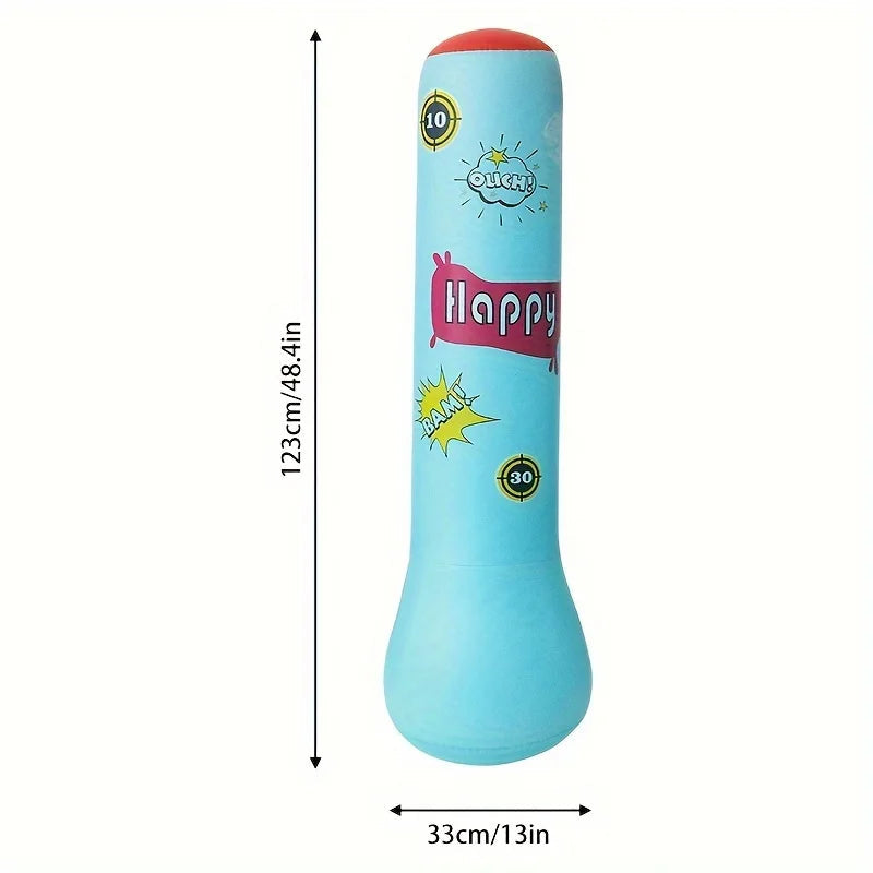 Kids Inflatable Punching Bag Soft PU Leather Includes Gloves
