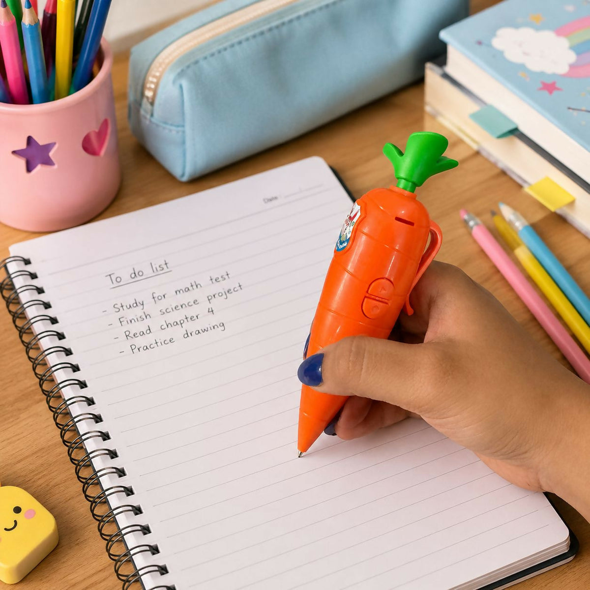 Kids Interactive Pen Carrot Shape One-Button Recording & Playback