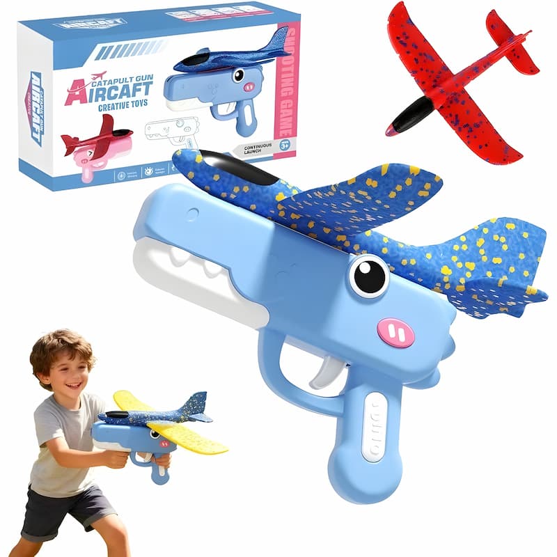 Kids Plane Launcher Dinosaur Design One-Button Launch