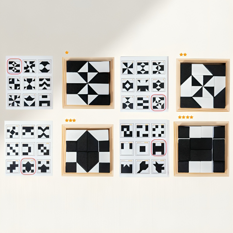 Kids Puzzle Game Wooden Blocks & 40 Cards