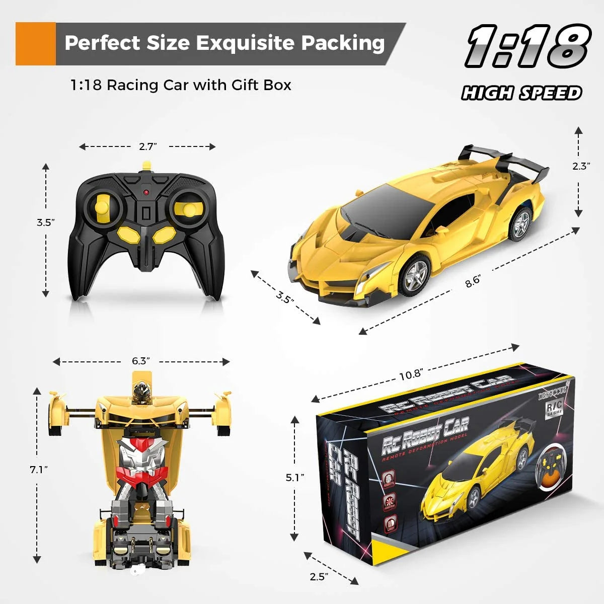 Kids RC Car Transformable Push-Button Drift & Rotation