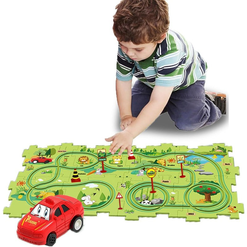 Kids Road Puzzle Set Interactive Paths & Toy Car