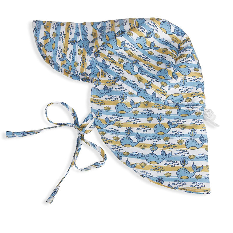 Kids Sun Hat Wide Brim Neck Flap Chin Strap