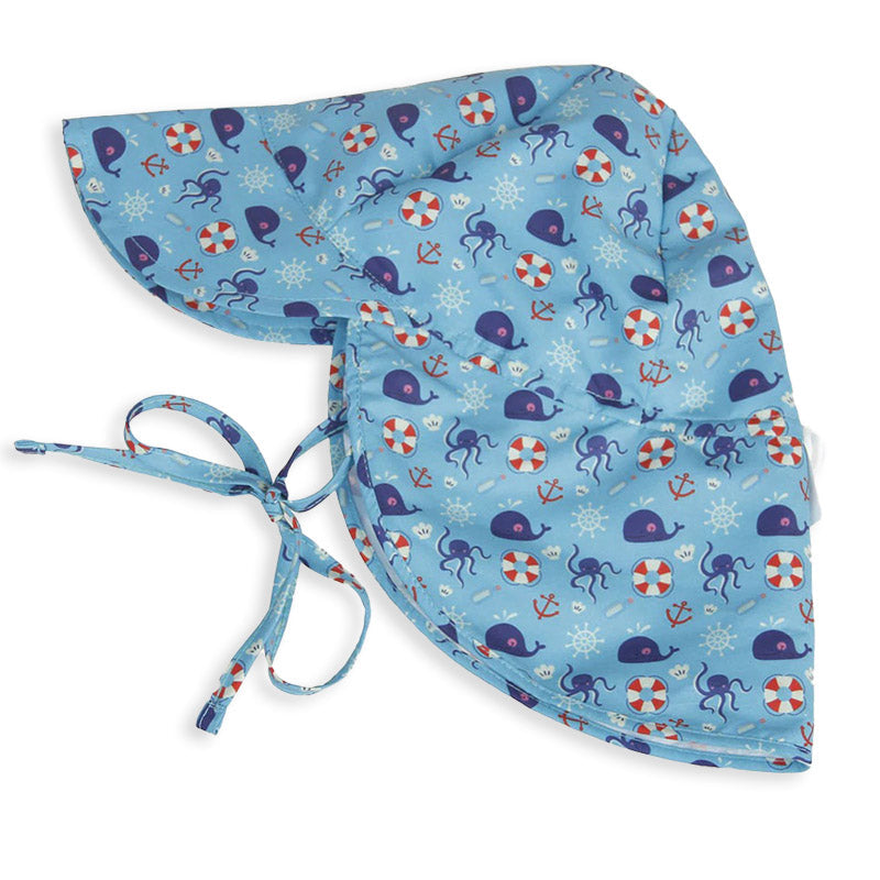 Kids Sun Hat Wide Brim Neck Flap Chin Strap