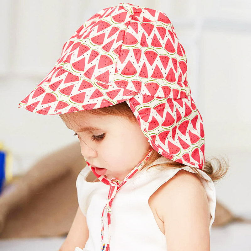 Kids Sun Hat Wide Brim Neck Flap Chin Strap