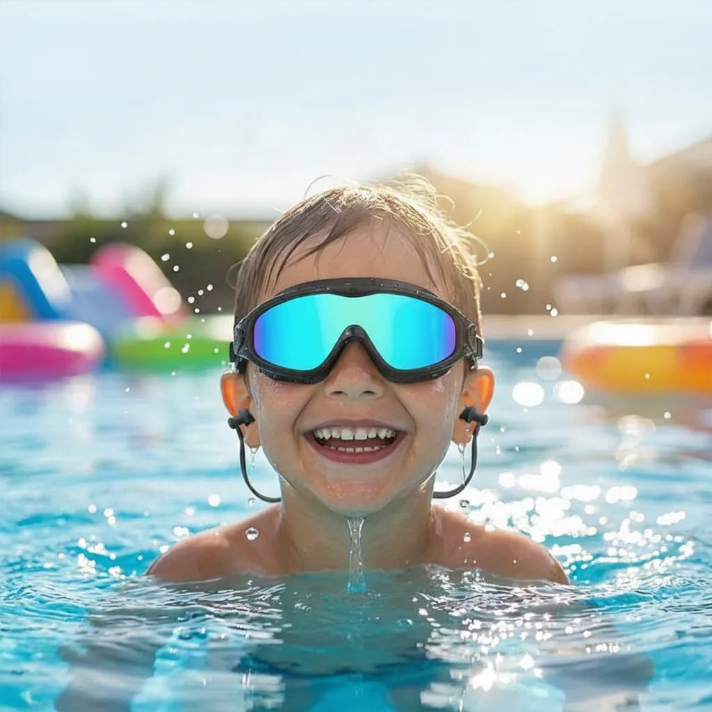 Kids Swim Goggles Anti-Fog UV Lenses & Integrated Earplugs