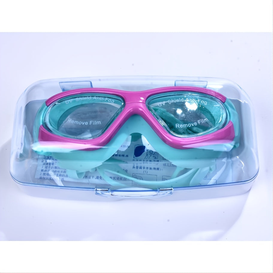 Kids Swim Goggles Large-Frame Anti-Fog Leak-Proof