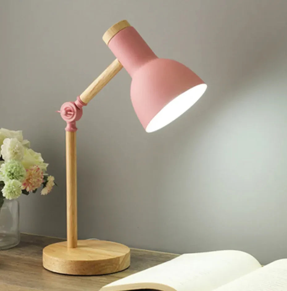 Kids Table Lamp Adjustable & Foldable Wooden Base