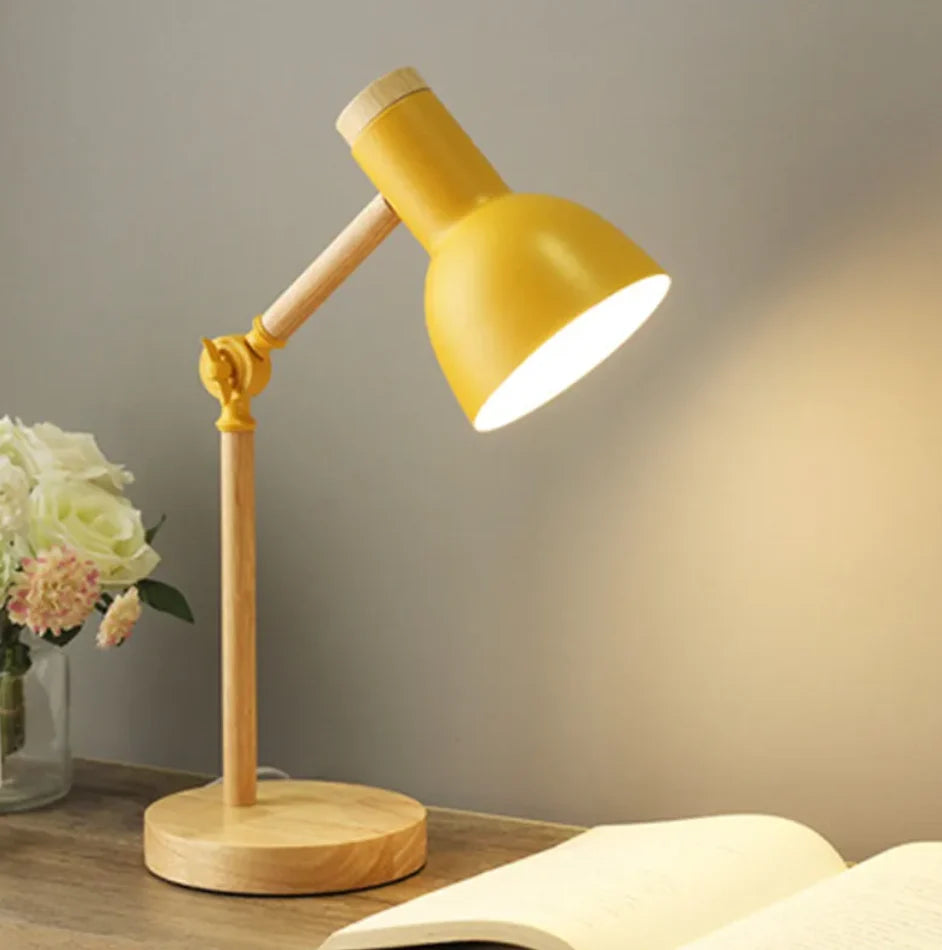 Kids Table Lamp Adjustable & Foldable Wooden Base