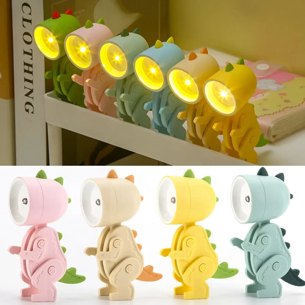 Kids Table Lamp Dinosaur Movable Figure Battery Powered