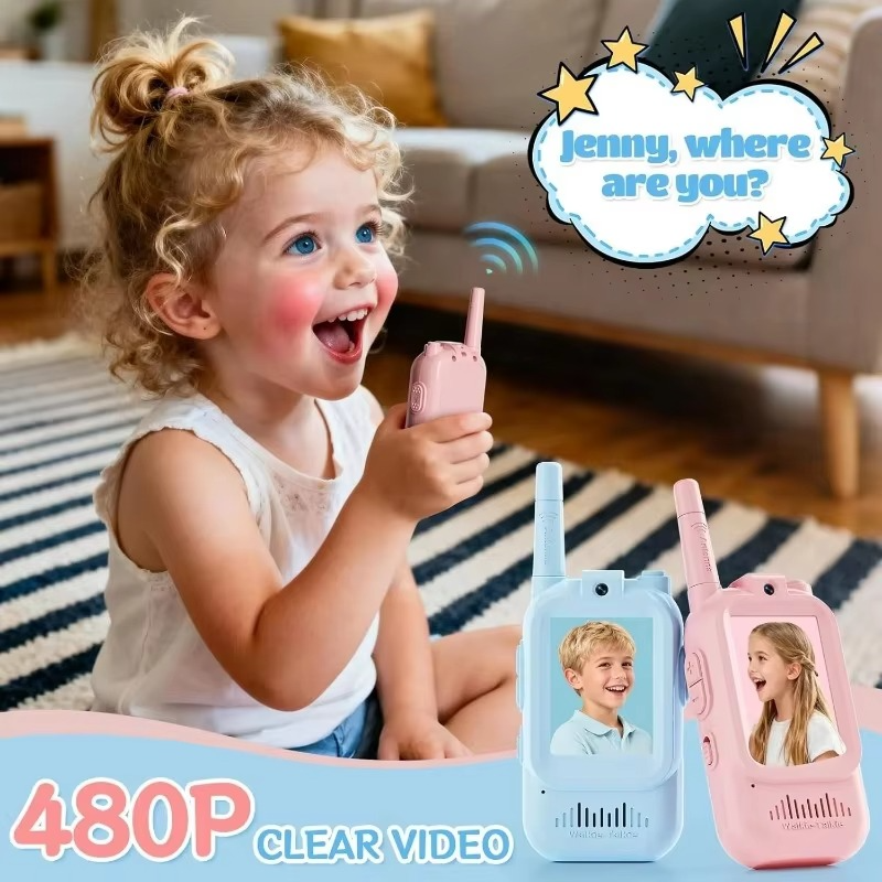 Kids Walkie-Talkies Video & Two-Way Audio USB-C Charging 2-Pack