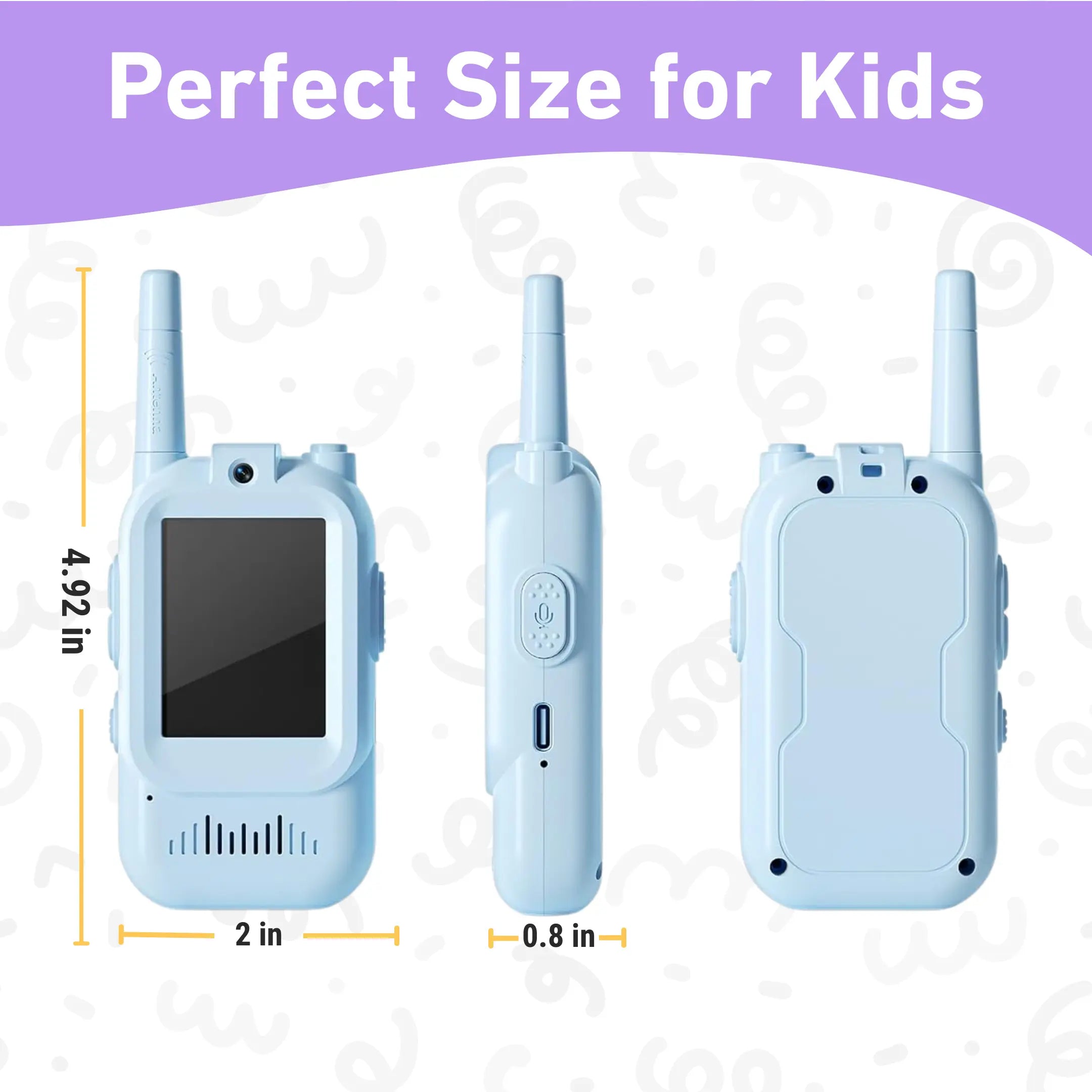 Kids Walkie-Talkies Video & Two-Way Audio USB-C Charging 2-Pack