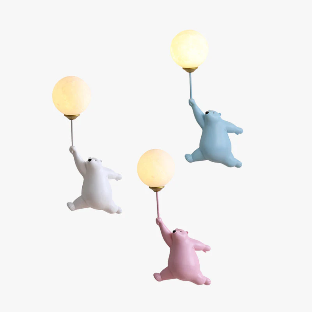 Kids Wall Light Bear Design 3-Color LED Resin & Acrylic