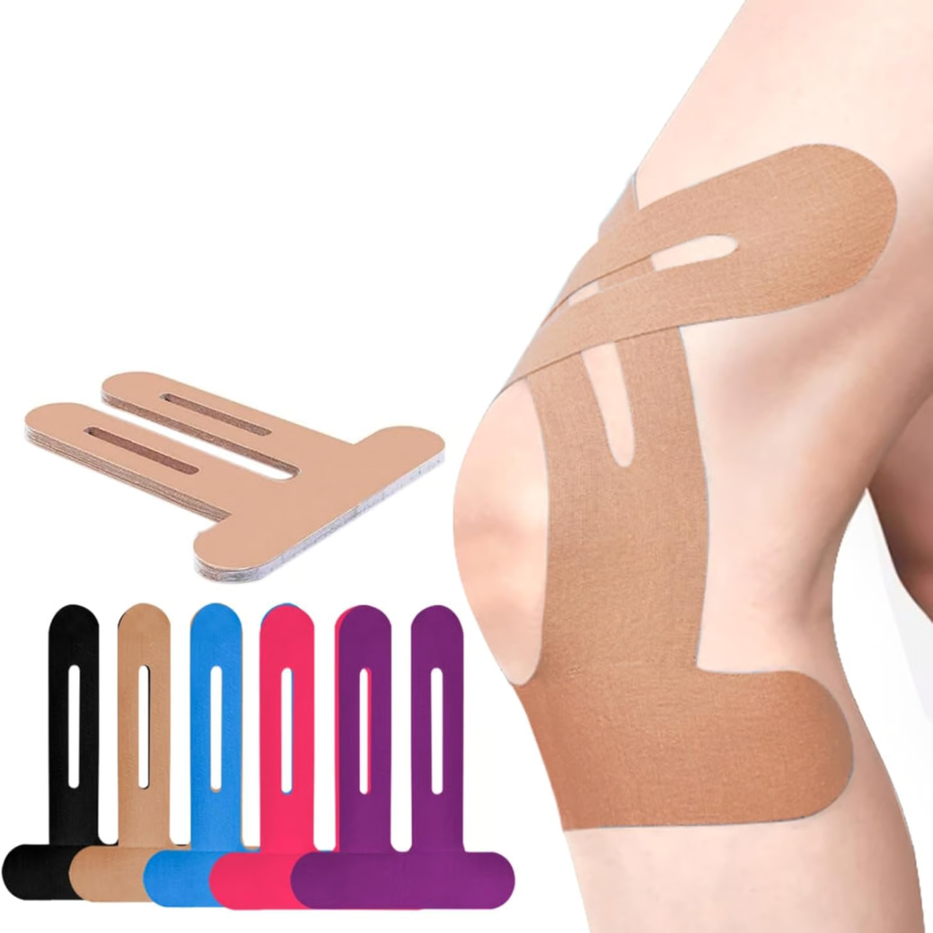 Kinesiology Tape Pre-Cut Knee Water-Resistant Cotton Blend